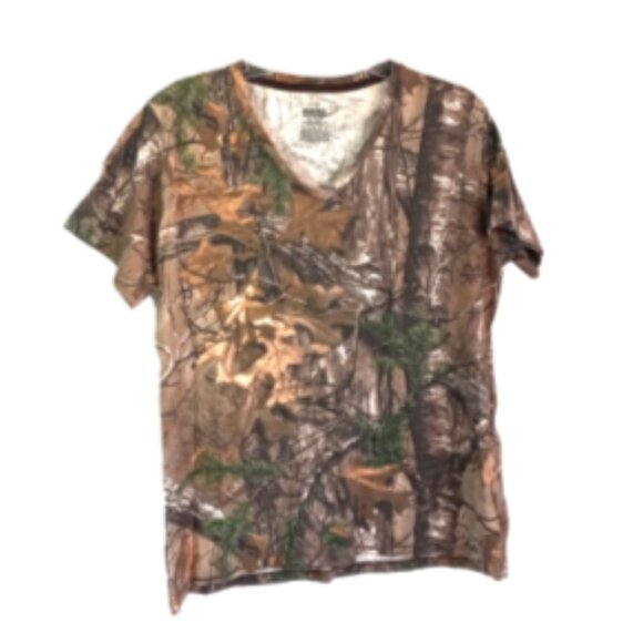 Camouflage T-Shirt Size XL Mossy Oak Realtree V-Neck Women's Short Sleeve - Picture 10 of 13